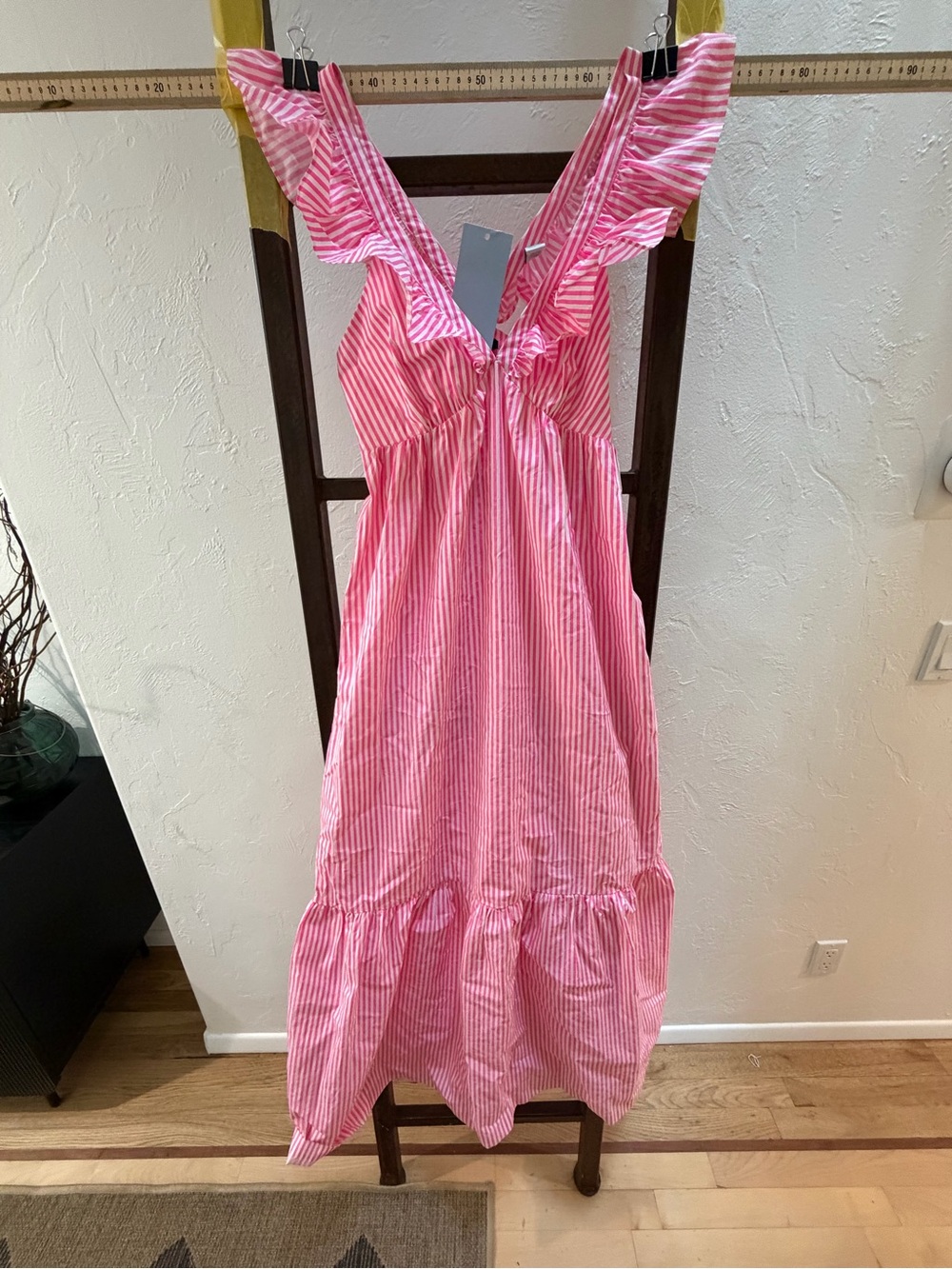 Scotch & Soda Pink and White Striped Ruffle Sundress